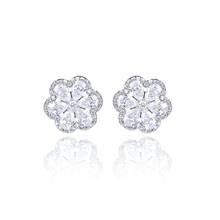 Classic Cubic Zircon Stud Earrings for Wedding, Crystals Flower Earring for Bride, Women Girl Gift CE10516 2024 - buy cheap