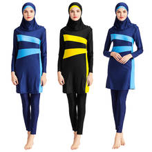 Modesty-Burkini musulmán para mujer, traje de baño de cobertura completa, traje de baño islámico de manga larga de talla grande, traje de baño árabe para Surf, ropa de playa, 3 uds. 2024 - compra barato