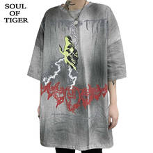 SOUL OF TIGER-camisetas con estampado de primavera para hombre, moda coreana, camisetas informales de estilo Punk, ropa de algodón de manga corta, 2020 2024 - compra barato