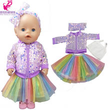 Doll Clothes for 43 Cm Baby Doll Purple Sequins Coat 18-inch Girl Doll  Jackets Camisoles Rainbow Dress 2024 - buy cheap