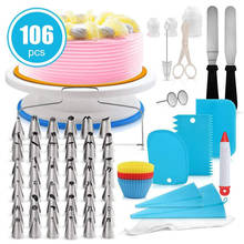 106pcs Plastic Cake Turntable Cake Decorating Tool Cake Stand Pastry Nozzles Rotating Dough Knife Icing Tips Spatula Set 2024 - buy cheap