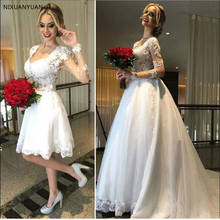 Vestido de Noiva 2 em 1 Cheap Princess Ball Gown 2 in 1 Wedding Dress 2021 Detachable Train Wedding Bridal Gowns Robe de Mariee 2024 - buy cheap