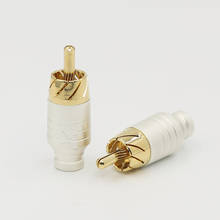 Cabo de sinal de áudio de alta fidelidade 4 pces lotus plug rca tomada de cobre puro cabeça rca plugue de cabo de áudio 2024 - compre barato