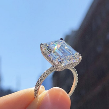 Anel clássico de prata esterlina 925, joia com esmeralda simulada de diamante, pedras preciosas para casamento e noivado 2024 - compre barato