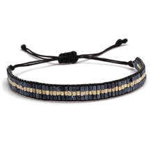 Boho Miyuki Glass Seed Beads Triplex Row Strip Adjustable Handmade Bracelet Women Men Pink Black Blue Zipper Shaple Jewelry Gift 2024 - buy cheap