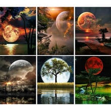 5D DIY Diamond Painting Landscape Moon Picture Cross Stitch Kit Full Diamond Embroidery Rhinestone Mosaic Home Decoration Gift 2024 - buy cheap