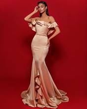 Arabic Aso Ebi Sexy Cheap Mermaid Evening Dresses Satin Off Shoulder Ruffles Prom Dresses Formal Dresses Party Gowns robes de 2024 - buy cheap