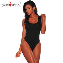 Sebowel-bodysuit sexy branco/preto, decote redondo, sem mangas, cor sólida, body feminino, verão 2020 2024 - compre barato