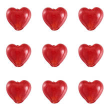 Contas de vidro folheado prateado coração vermelho, 200 peças faça você mesmo presentes de dia dos namorados 2024 - compre barato