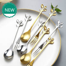 Creative stainless steel coffee spoon cute dessert stirring spoon home ice cream spoon luxury leaf spoon 2024 - buy cheap