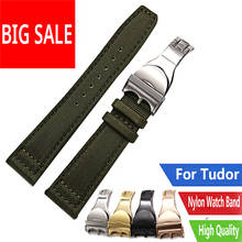 CARLYWET 20 21 22mm High Quality Green Nylon Fabric Leather Band Wrist Watch Band Strap Belt With Deployment Clasp For Tudor 2024 - buy cheap
