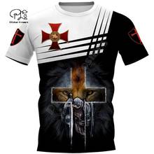 Camiseta com estampa de cavaleiros templar lobo, camiseta de verão 3d para homens e mulheres com estampa de guerreiro, camiseta casual de manga curta, roupa externa 2024 - compre barato