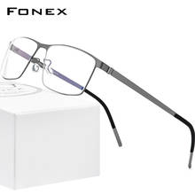 FONEX Alloy Glasses Men Square Myopia Optical Frames Prescription Eyeglasses 2020 New Male Korea Screwless Eyewear 997 2024 - buy cheap