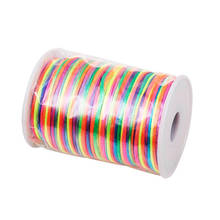 Cordón de poliéster colorido arcoíris de 2mm, cordones de hilo, pulsera, fabricación de joyas, suministros de Material DIY, alrededor de 80 yardas/rollo 2024 - compra barato