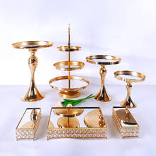 6-9PCS Crystal Metal Cake Stand Set   Acrylic Mirror Cupcake decorations Dessert Pedestal Wedding Party Display Tray 2024 - buy cheap