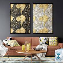 Quadros minimalistas abstratos para sala de estar, pôster de ouro moderno para decoração de parede, tela de impressão e pintura 2024 - compre barato