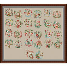 Christmas alphabet illustration patterns counted 11CT 14CT Cross Stitch Sets DIY Chinese Cross-stitch Kits Embroidery Needlework 2024 - buy cheap