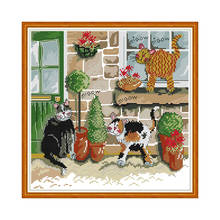 Conjunto de pinturas de gato ponto cruz de contagem, conjunto de bordado 14ct de tela 11ct bordo artesanal faça você mesmo 2024 - compre barato