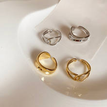 Anéis minimalistas cor dourada e prateada, conjunto de anéis irregulares com cruz aberta, ajustável, simples, de torção, joia coreana 2024 - compre barato