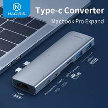 Hagibis-concentrador de USB-C Dual 7 en 1, Adaptador tipo C USB-C a SD/lector de tarjetas TF, HDMI, compatible con carga PD 4K HD para MacBook Pro U 2024 - compra barato