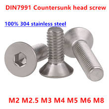 DIN7991 шестигранный винт с потайной головкой M2 M2.5 M3 M4 M5 M6 M8 304 из нержавеющей стали с плоской головкой 2024 - купить недорого
