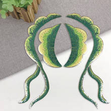 1Set=4pcs Iron on Sequins Big Long Flower and Leaf Cloth Applique Embroidered Cloth Stickers 44X16cm 2024 - buy cheap