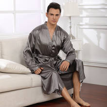 Silky Satin Kimono Robe For Men LuxuryBathrobe  Male Long Sleeve Sleepwear Dressing Gown Nightgown New Arrival  Home Clothes 2024 - buy cheap