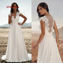 Vestidos de novia de encaje sexys, de tul, talla grande, blanco, marfil, para playa 2024 - compra barato