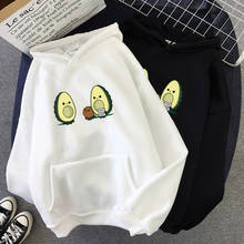 Kawaii Avocado Funny Cartoon Women Hoodie Korean Version of Ulzzang Harajuku Graphics Vegetarian Sweatshirt Warm Sudadera 2024 - buy cheap