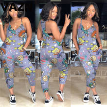 VAZN New Graffiti Pattern Harajuku  Casual Jumpsuits For Women Night Shinny Sleeveless Losse Rompers Lady Sexy Young Jumpsuit 2024 - buy cheap