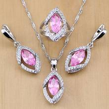 925 Sterling Silver Jewelry Sets Mystic Pink Zircon White Crystal For Women party Earrings/Pendant/Necklace/Rings 2024 - buy cheap