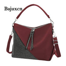 High-quality leather women's bag, fashion stitching handbag, diamond-studded large-capacity one-shoulder messenger bag 2021 new 2024 - buy cheap