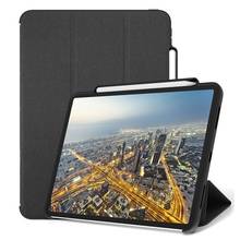 Fundas de cuero con textura comercial para iPad Pro 12,9 2018, con soporte para lápiz, borde de silicona, antigolpes, para iPad Pro 12,9 2024 - compra barato