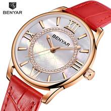 BENYAR Luxury Women Rhinestone Watch Ladies Leather Gold Wrist Watch for Women Female Clock relogio feminino 2024 - buy cheap