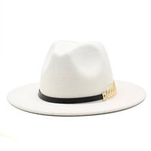Women Men Wool Fedora Hat With Leather Ribbon Gentleman Elegant Lady Winter Autumn Wide Brim Jazz Church Panama Sombrero Cap 2024 - купить недорого