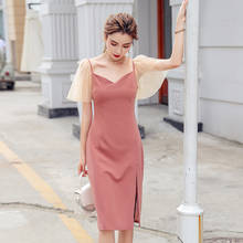 new arrival fashion party patchwork slim dress women elegant vintage temperament office lady simple backless sexy pencil dress 2024 - buy cheap