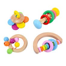 Wood Baby Toys Rattles Baby Bed Hand Bell Rattle Toy Handbell Musical Educational Instrument Toddlers Rattles Teether 2024 - buy cheap