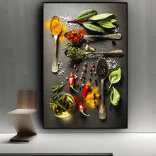 Póster moderno de especias y utensilios de cocina, arte de pared, pintura en lienzo, imagen de vida tranquila, impresión HD para decoración de restaurante y cocina 2024 - compra barato