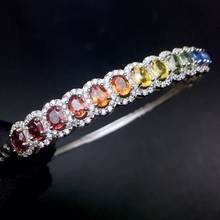 Natural color sapphire bracelet, fashionable, 925 silver novel design, women's favorite jewelry 2024 - buy cheap