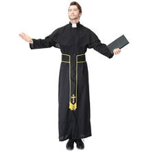 Deluxe Quality Mens Priest Plus Costume Halloween Adult Party Cosplay Clothing 2024 - buy cheap