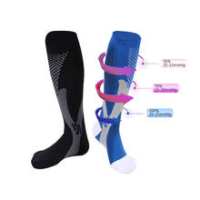 Мужские Женские Мужские Компрессионные носки подходят для спорта черные Компрессионные носки для снятия усталости обезболивающие высокие чулки до колена европейские размеры 39-47 Лидер продаж 2024 - купить недорого