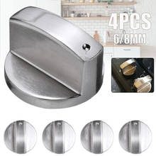Botões de fogão a gás prata, 4 unidades, 6mm/8mm, fogões, adaptadores, forno rotativo, peças da cozinha 2024 - compre barato