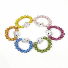Pulseiras frisadas colorido dos doces cor cristal grânulos pulseiras elásticas para crianças meninas festa jóias 2024 - compre barato