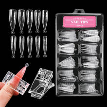 100Pcs Transparent French Nail Art full Cover False Nails Acrylic UV Gel Extension Tips with Nail Clip Manicure Tool 2024 - buy cheap