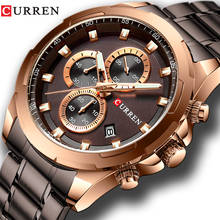 Curren-novo relógio fashion casual de aço inoxidável com cronógrafo, quartzo, para homens, data, esporte, militar, 8354 2024 - compre barato