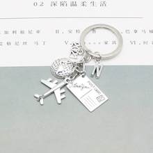 2021 Creative A-Z Letter Keychain Earth Airplane Keychain Friendship Pendant Travel Keychain Handmade Jewelry 2024 - buy cheap