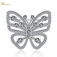 Wong Rain Luxury 925 Sterling Sliver  Created Moissanite Brooch Butterfly Brooches Cocktail Party Women Fine Jewelry Wholesale 2024 - buy cheap