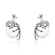 womak Genuine 925 sterling silver sloth stud earrings for women fashion earrings Valentine's Day girlfriend jewelry gift 2024 - buy cheap
