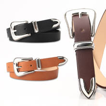 Luxury Vintage Sliver Buckle Belt Black Coffee Imitation Leather Punk Wind Jeans Belt Women Female Western Cowgirl Waist Belts 2024 - buy cheap