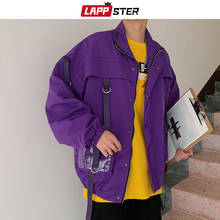 LAPPSTER Men Ribbons Streetwear Bomber Jackets 2022 Autumn Mens Hip Hop Pocket Jacket Windbreaker Harajuku Purple Jackets Coats 2024 - buy cheap